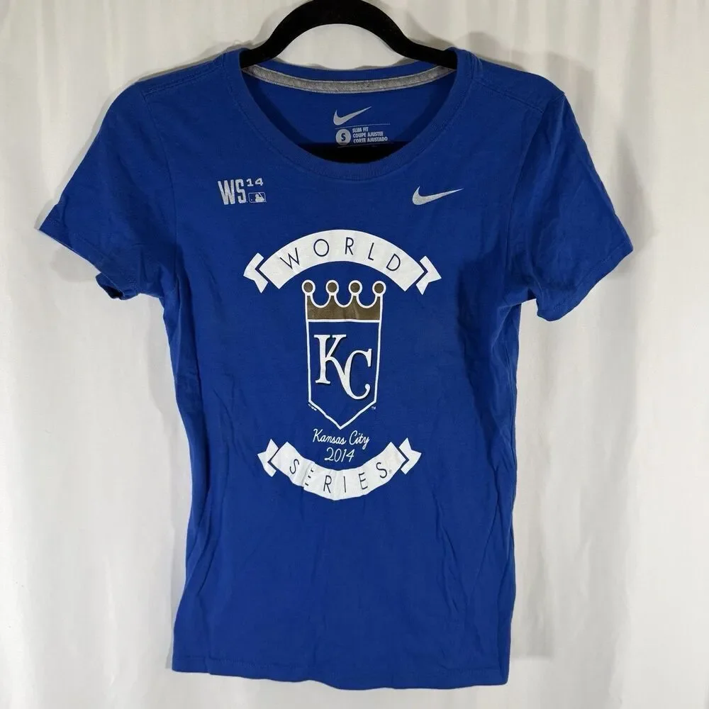 Kansas City Royals World Series 2014 Nike Shirt Women's Small Slim Fit Short Slv